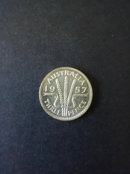 Australia 1957 3d Threepence Silver Coin Very Fine Condition