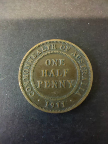Australia 1911 1/2d Half Penny Fine Condition