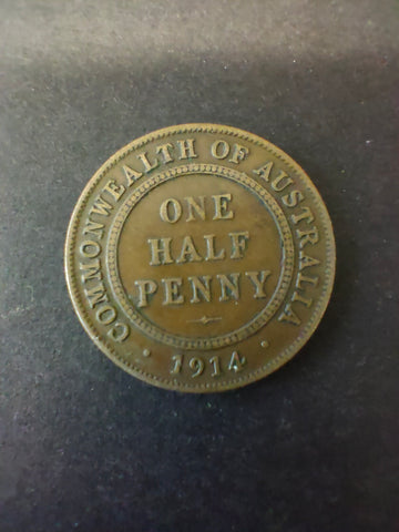 Australia 1914 1/2d Half Penny Fine Condition.  Melbourne Mint