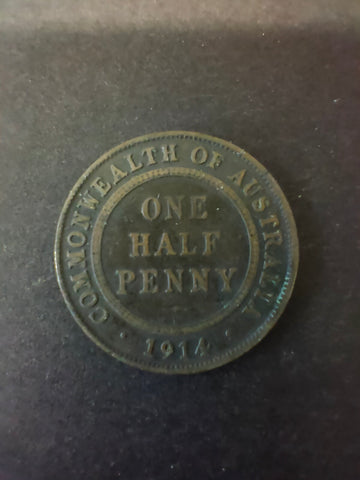 Australia 1914H 1/2d Half Penny Fine Condition. Birmingham Mint