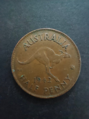 Australia 1942 1/2d Half Penny Fine Condition.  Melbourne Mint