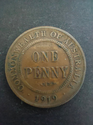 Australia 1919/. 1d One Penny dot under scroll Fine Condition