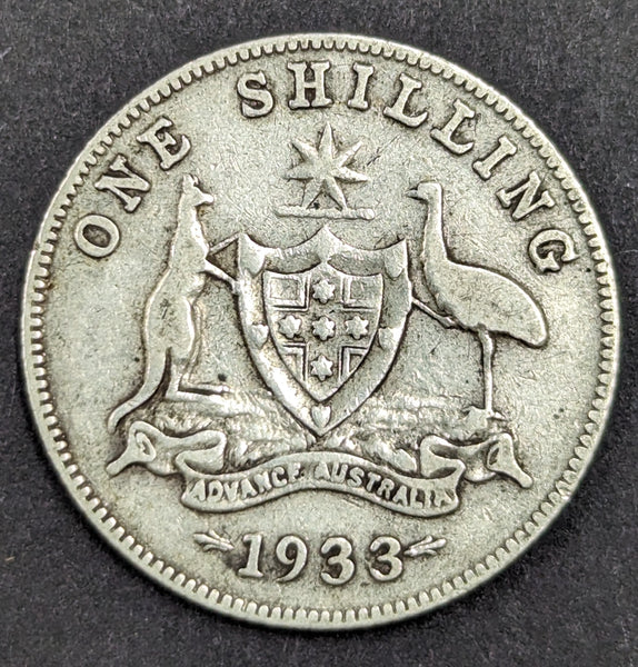 Australia 1933 1/- One Shilling scarce Silver Coin Fine Condition