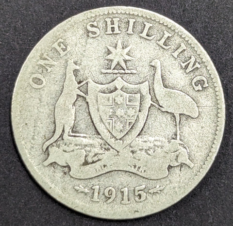 Australia 1915 1/- One Shilling Silver Coin Very Good Condition