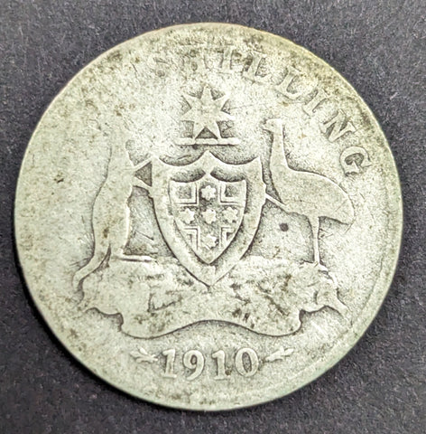 Australia 1910 1/- One Shilling Silver Coin Good Condition
