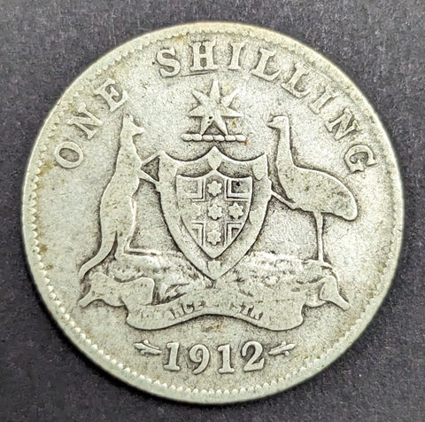 Australia 1912 1/- One Shilling Silver Coin Very Good Condition