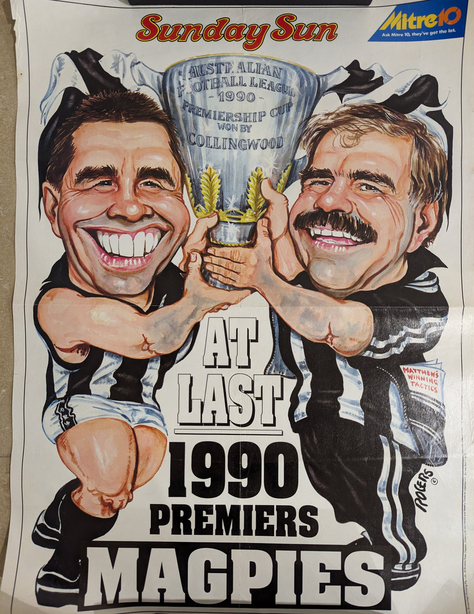 AFL 1990 Collingwood Football Club Magpies Premiers Poster by Rogers ...