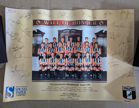 AFL 1990 Collingwood Football Club Premiership Team Wall of Honour poster