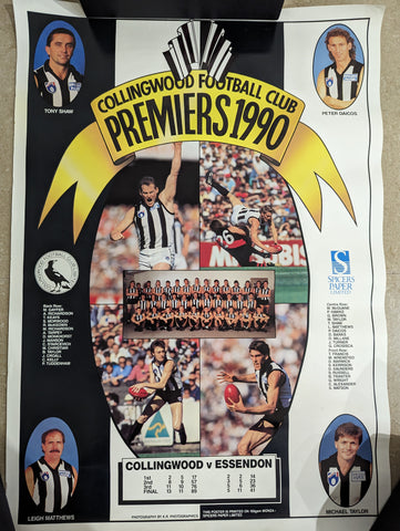 AFL 1990 Collingwood Football Club Premiership Poster by Spicers Paper Limited who were their main sponsor