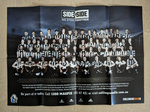 2010 AFL Collingwood Side by Side Club Pamphlet Poster Premiership Year