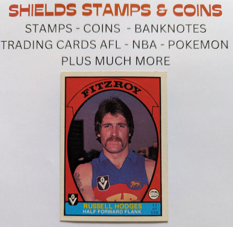 1978 VFL Football Scanlens Card 17 Russell Hodges Fitzroy