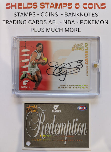 2020 AFL Select Dominance Captain Signature Stephen Coniglio Giants