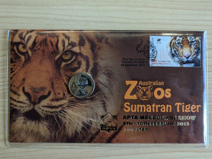 2012 Australian $1 Australian Zoos Sumatran Tiger PNC 1st Day Issue APTA Melbourne Show 9th-10th February 2013