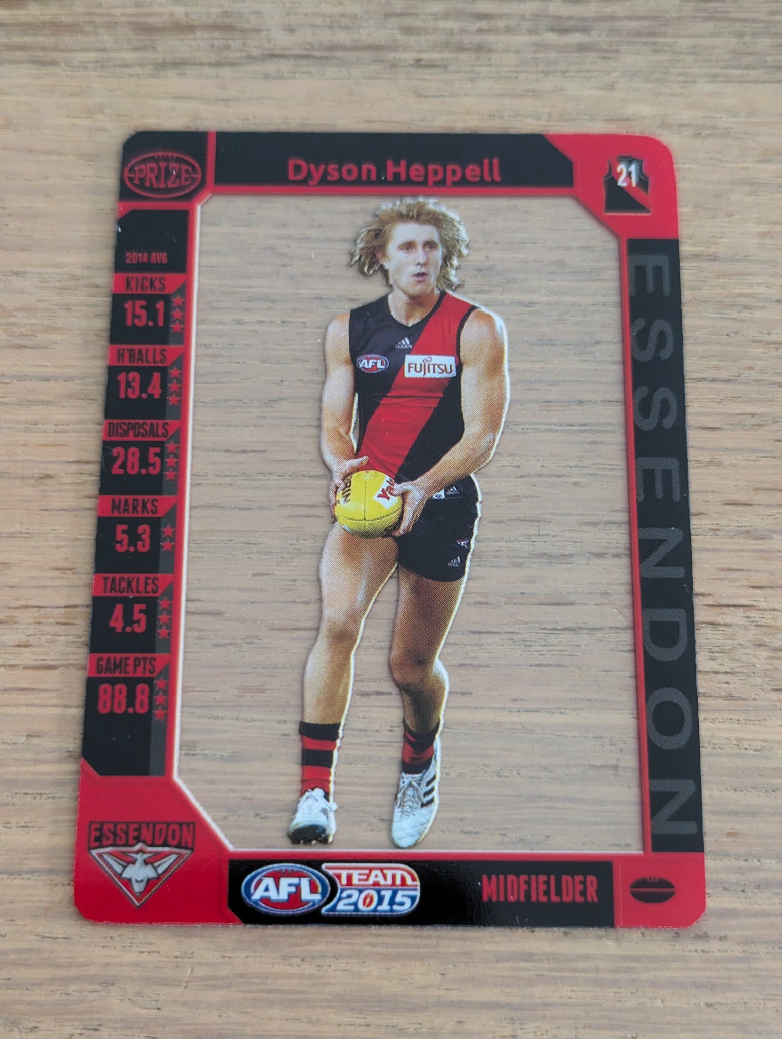 2015 AFL Teamcoach Prize Card Dyson Heppell Essendon