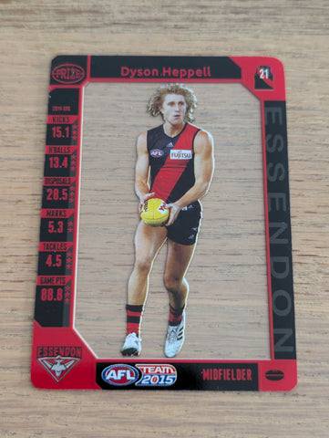 2015 AFL Teamcoach Prize Card Dyson Heppell Essendon