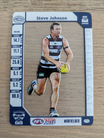 2015 AFL Teamcoach Prize Card Steve Johnson Geelong Cats
