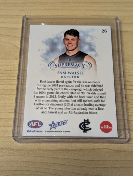 2024 AFL Select Portrait Sam Walsh Carlton Jumper Number 18/65