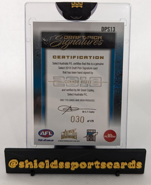 2019 AFL Select Dominance Connor Rozee Draft Pick Signature