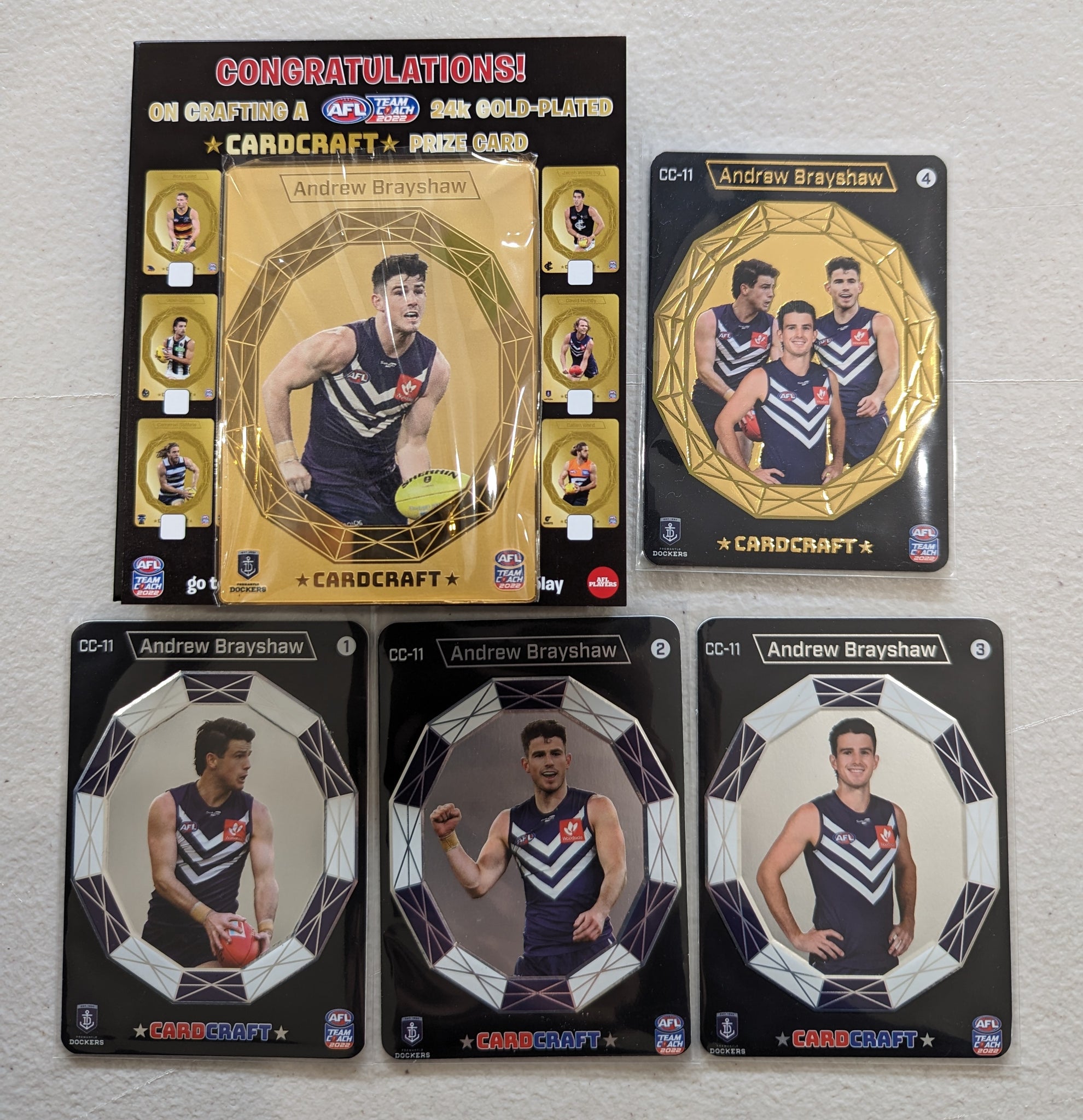 2022 AFL Teamcoach Gold Cardcraft Set Angus Brayshaw Fremantle