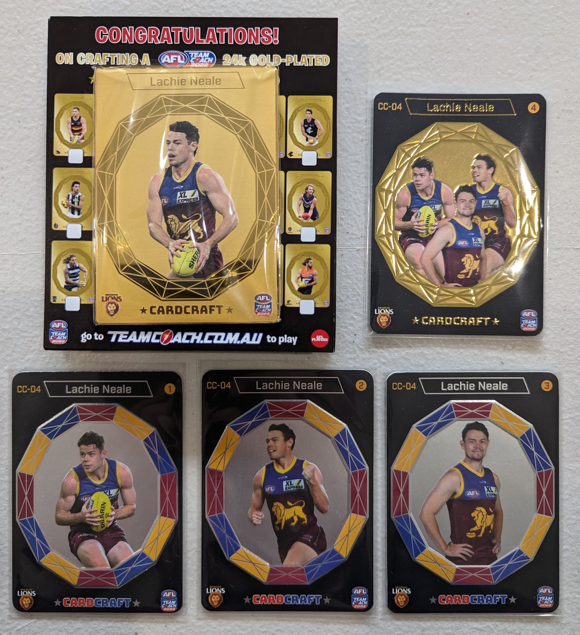 2022 AFL Teamcoach Gold Cardcraft Set Lachie Neale Brisbane – Shields ...