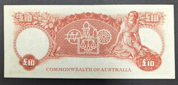 Australia Banknote 1960 R63 £10 Ten Pounds Coombs/Wilson  CFU Uncirculated