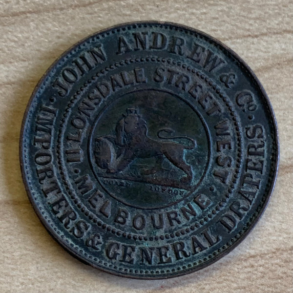 Australia John Andrews Melbourne 1/2d Penny Token R18