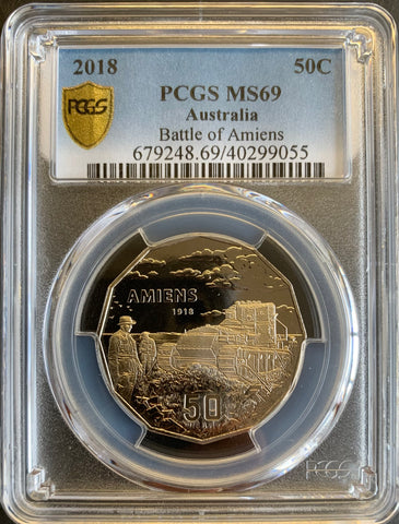 2018 Australia 50c Battle of Amiens Proof PCGS Graded PR69CAM Slabbed Coin