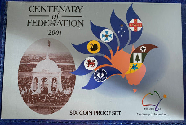 Australia 2001 Royal Australian Mint Centenary of Federation Proof Coin Set no outer box