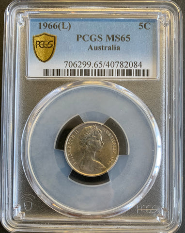 Australia 1966 London Mint 5c Five Cent  PCGS Graded MS65