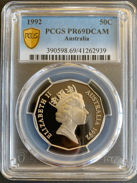 Australia 1992 50c Proof PCGS Graded PR69CAM Slabbed Coin