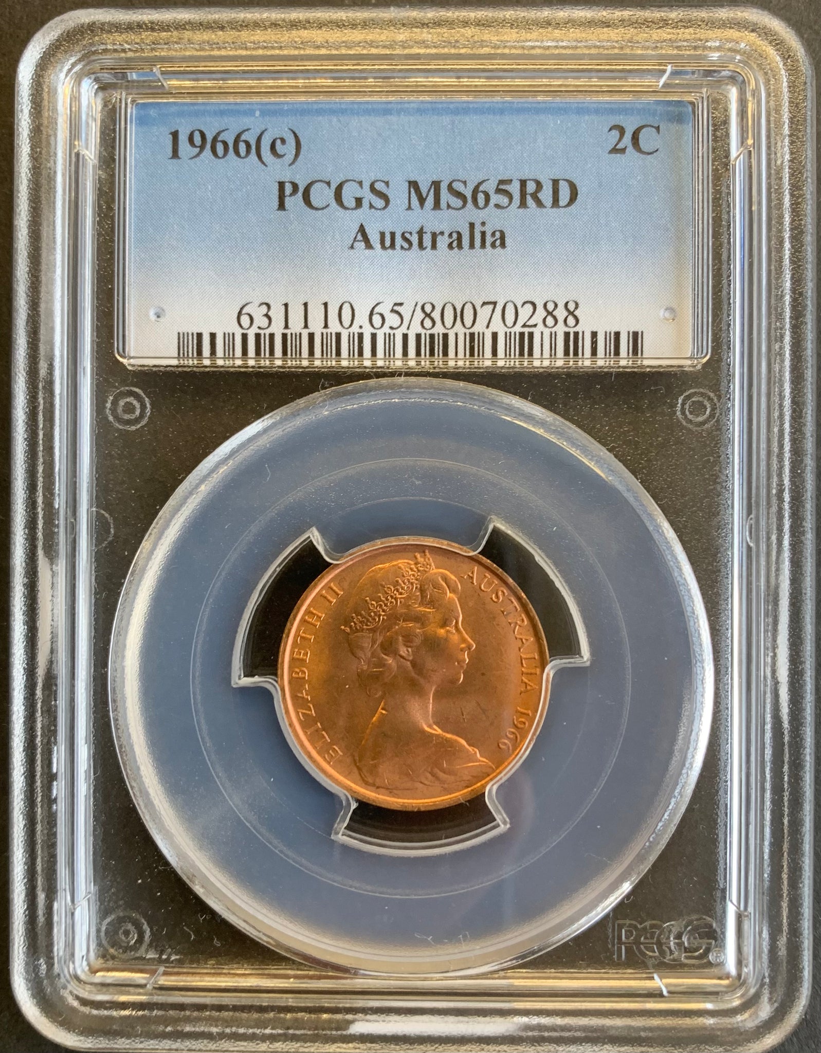 Australia 1966 Canberra Mint 2c Two Cent  PCGS Graded MS65RD