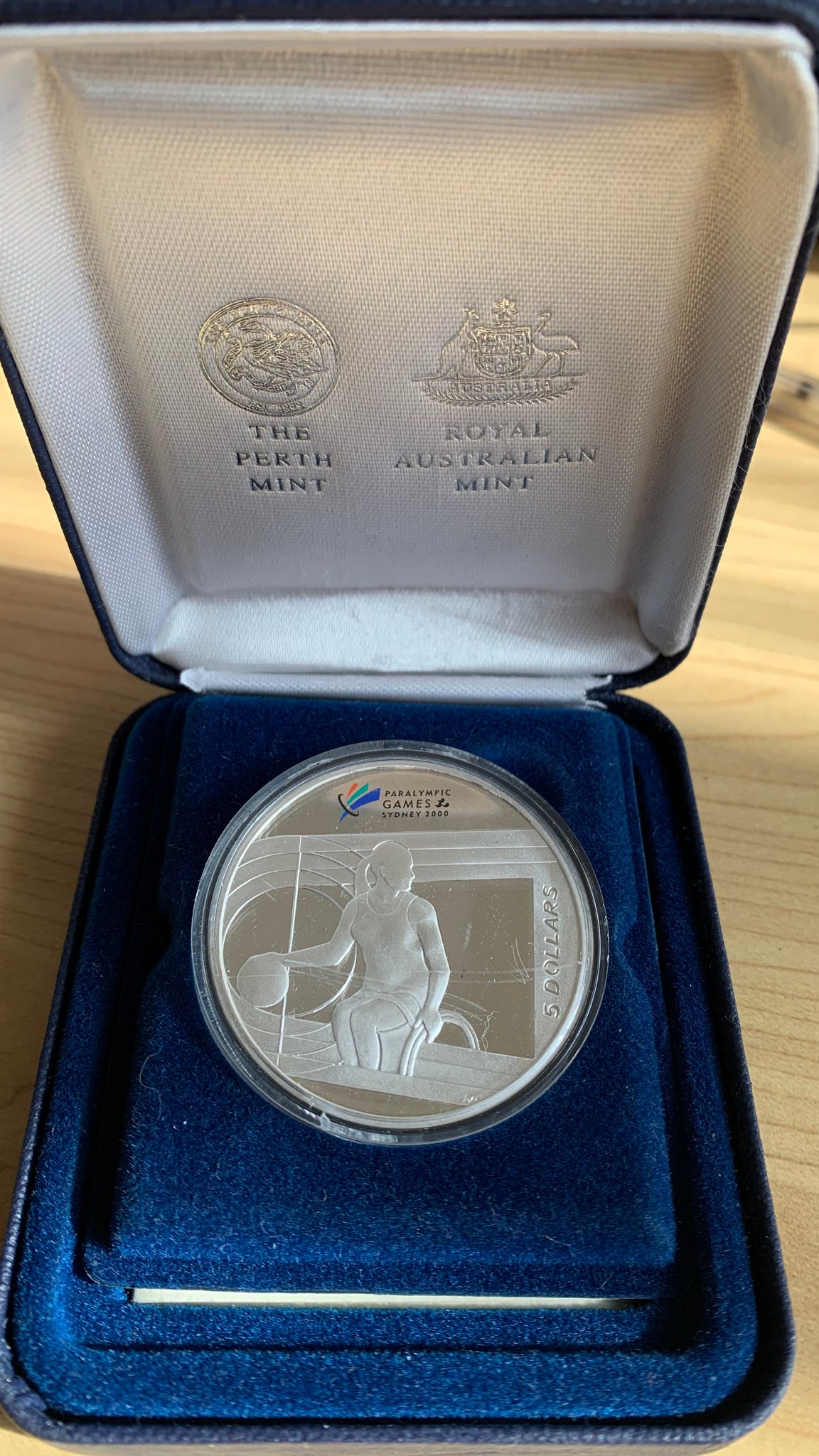 Australia 2000 Royal Australian Mint Perth Mint $5 Paralympics Basketball Silver Proof Coin