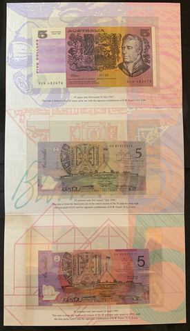 1997 $5 Paper & $5 Polymer x 2 Australian Delux Banknote Folder