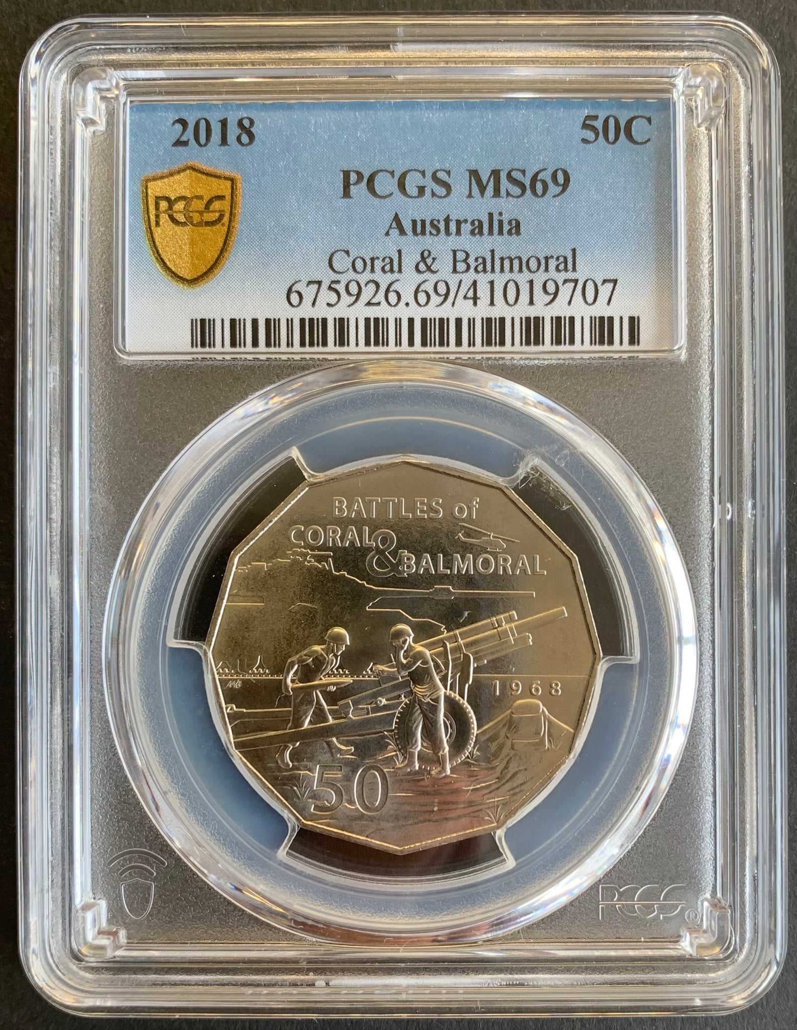 2018 Australia Coral & Balmoral 50c PCGS Graded MS68 Slabbed Coin