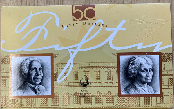 Australia 1995 $50 Paper & $50 Polymer Banknote Folder