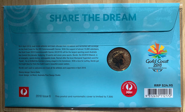 Australia 2018 Gold Coast Commonwealth Games Share the Dream PNC with $1 coin