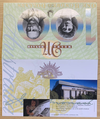 1996 $100 Uncirculated Banknote Folder