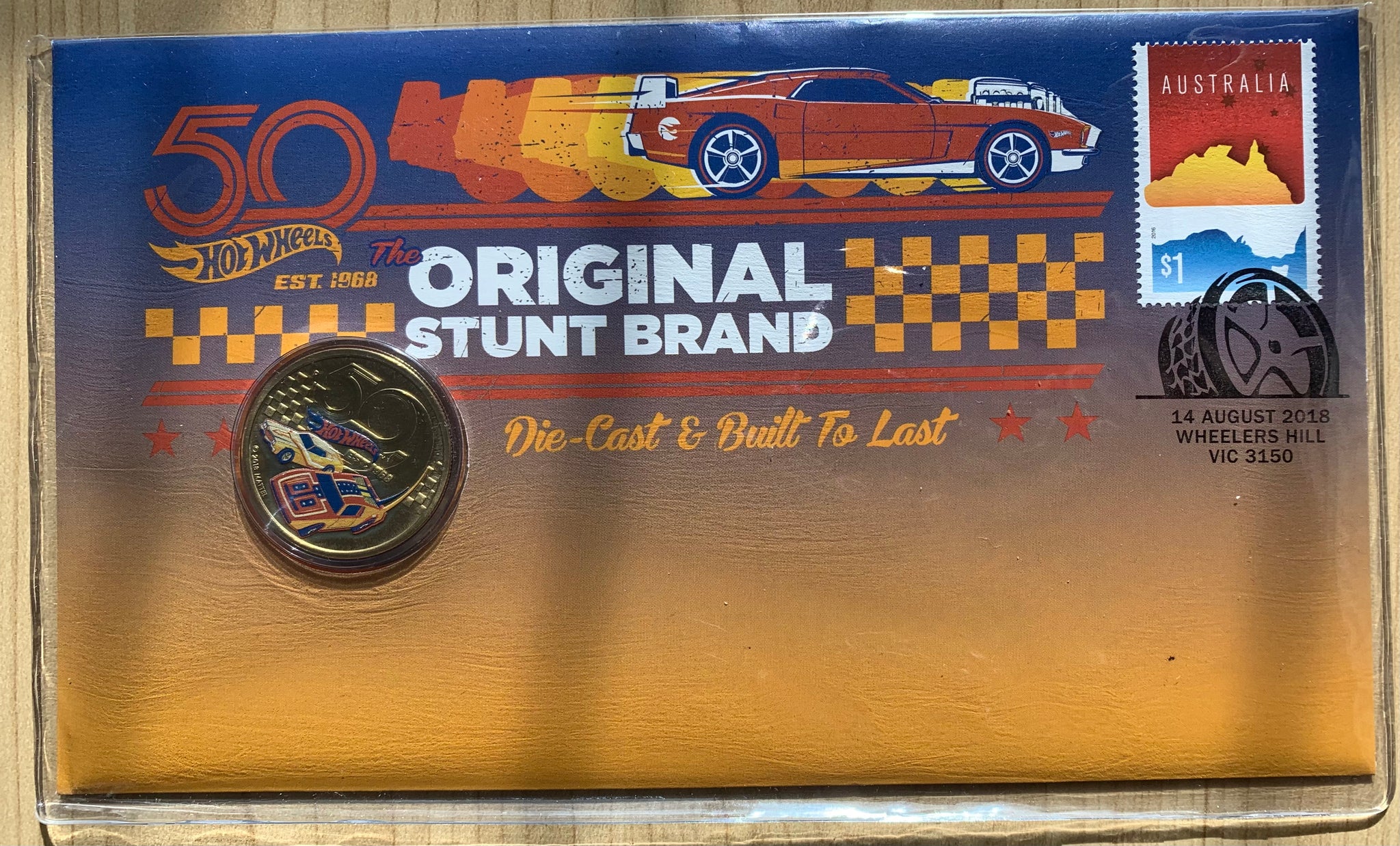 Australia 2018 Hot Wheels PNC with Tuvalu $1 coin