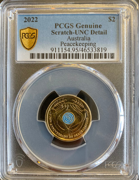 2022 Australia Peacekeeping $2 Coloured coin. PCGS graded