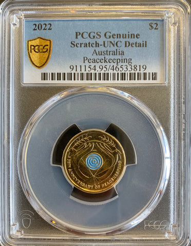 2022 Australia Peacekeeping $2 Coloured coin. PCGS graded