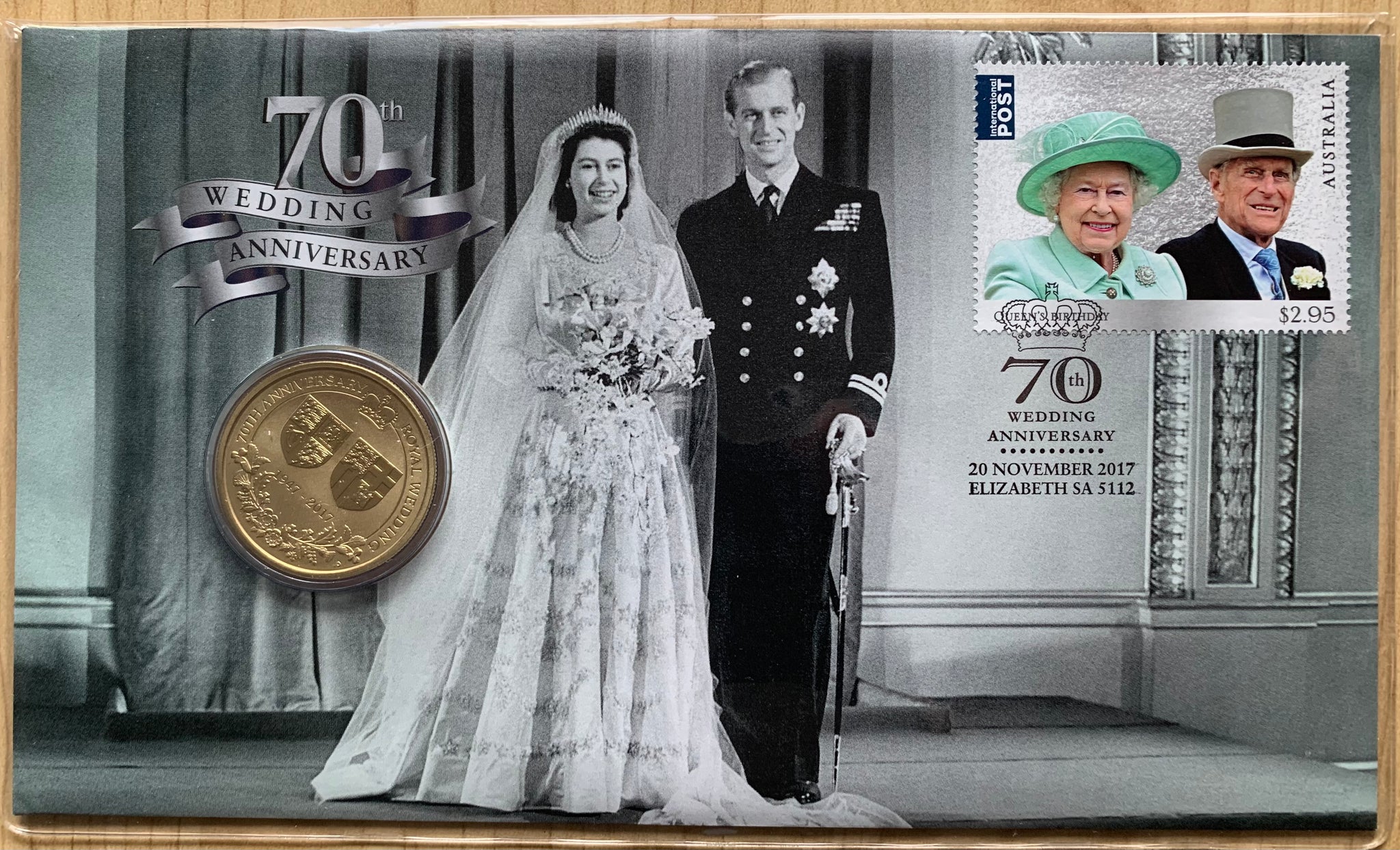 2017 70th Wedding Anniversary PNC with $1 coin