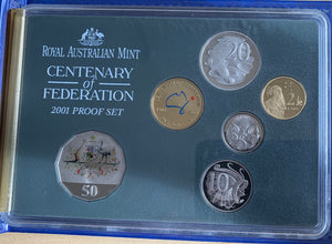 Australia 2001 Royal Australian Mint Centenary of Federation Proof Coin Set no outer box