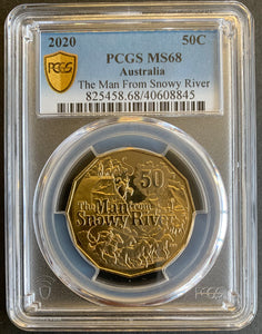 2020 Australia The Man From Snowy River 50c PCGS Graded MS68 Slabbed Coin