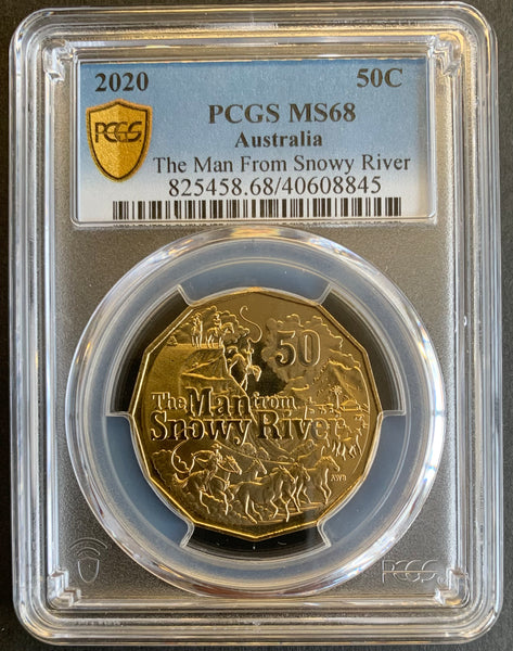 2020 Australia The Man From Snowy River 50c PCGS Graded MS68 Slabbed Coin