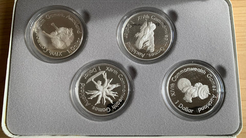 New Zealand 1990 Commonwealth Games Silver Proof Coin Set of 4 x $1