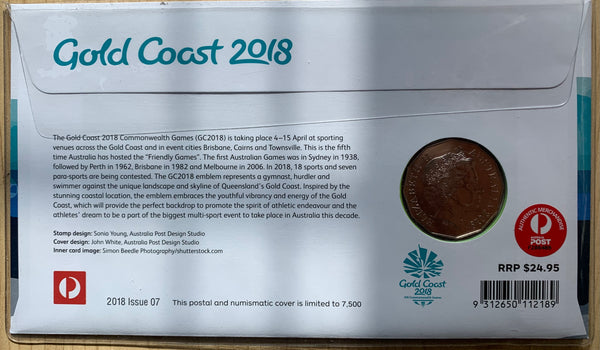 Australia 2018 Gold Coast Commonwealth Games PNC with 50c coin