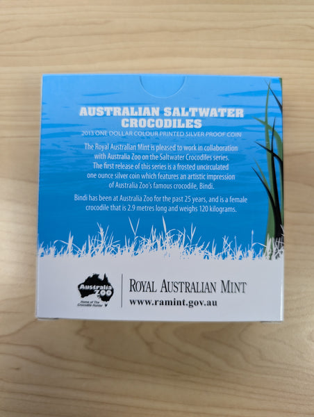 2013 RAM $1 Australian Saltwater Crocodiles Bindi Silver Proof Coin