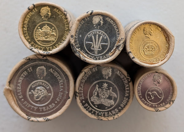 2016 Royal Australian Mint 50 Years of Decimal Currency Changeover Complete Coin Set in Mint Rolls