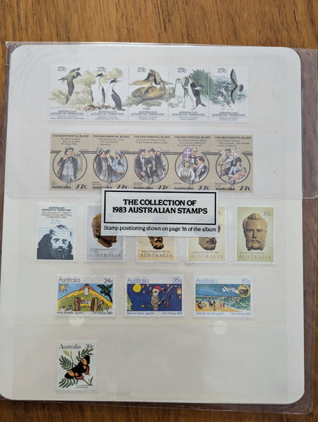 Australia Post 1983 Year Album. This book contains all the different simplified stamps issued in that year.