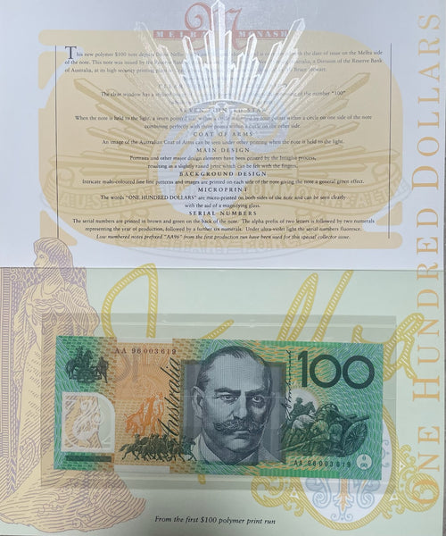 1996 $100 Uncirculated Banknote Folder